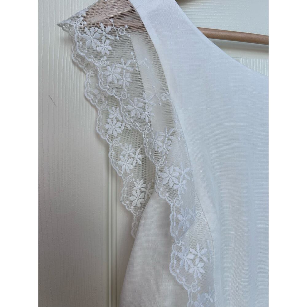 JNSQ Linen Blend Sleeveless Lace Linen Blend EVA Dress 6 White NWT